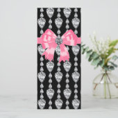 Diamonds Bow Pink Black Party Program Sjabloon (Staand voorkant)