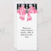 Diamonds Bow Pink Black Party Program Sjabloon (Achterkant)