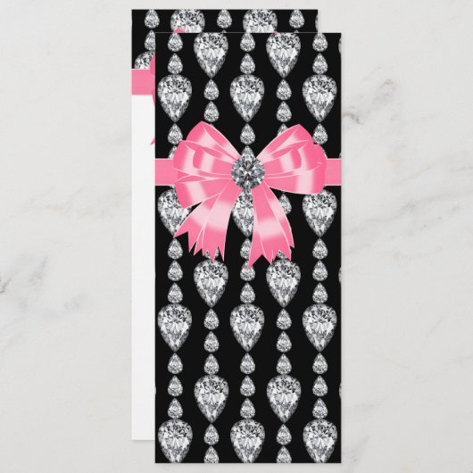 Diamonds Bow Pink Black Party Program Sjabloon (Voorkant / Achterkant)