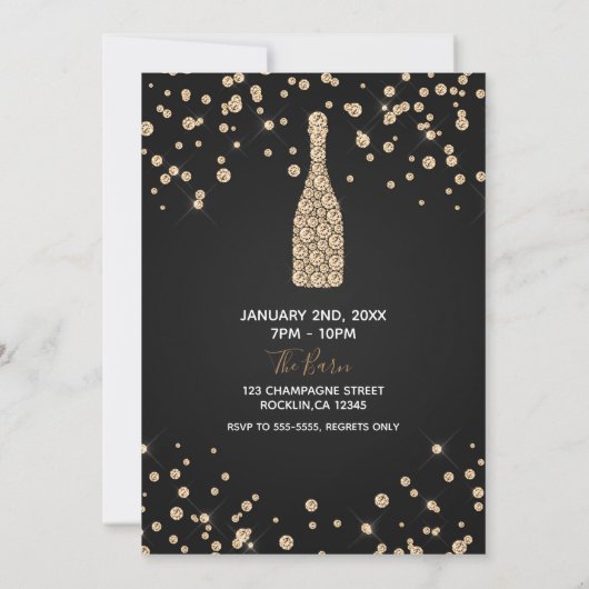 Diamonds Champagne Toast Modern Chic Jubileum Kaart (Achterkant)