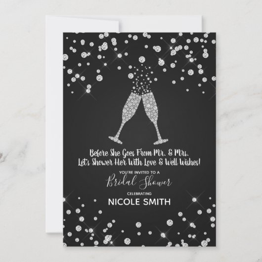 Diamonds Champagne Toast Modern Vrijgezellenfeest Kaart (Voorkant)