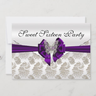 Diamonds Damask en Butterfly Sweet Sixteen Kaart