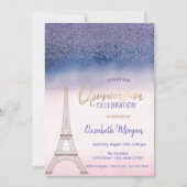 Diamonds, Eiffel Tower Ombre Quinceanera Kaart (Voorkant)