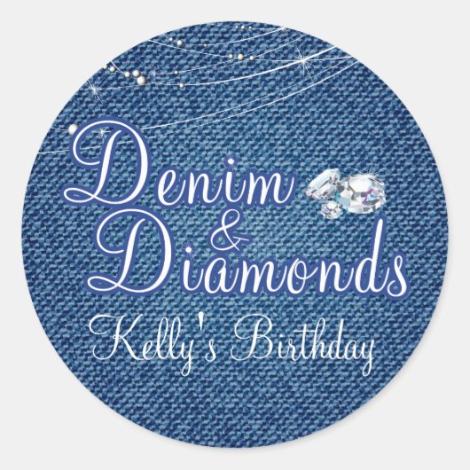 Diamonds en Denim Party Stickers (Voorkant)