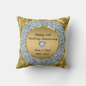 Diamonds en Gold 50th Wedding Jubileum Kussen (Achterkant)