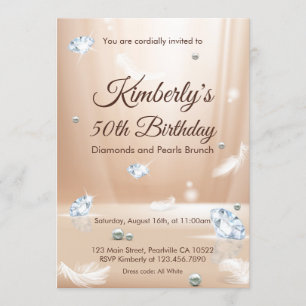 Diamonds en Pearls Birthday Brunch Kaart