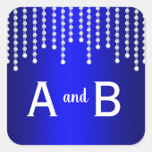 Diamonds en Pearls Blue Wedding Vierkante Sticker (Voorkant)