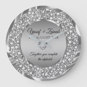 Diamonds en Silver Wedding Gift Grote Klok