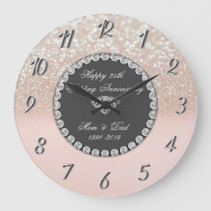Diamonds Glitter Bokeh 25th Wedding Jubileum Grote Klok
