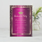 Diamonds Goud Afstudeerder Pet Violet Metaal Afstu Kaart (Staand voorkant)