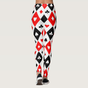 Diamonds harten schoppenbommen speelkaartenpatroon leggings