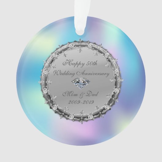 Diamonds Holographic 50th Wedding Jubileum Ornament (voorkant)