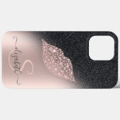 Diamonds Lips Glitter Ombre Roos Gold Case-Mate iPhone Case (Achterkant (horizontaal))