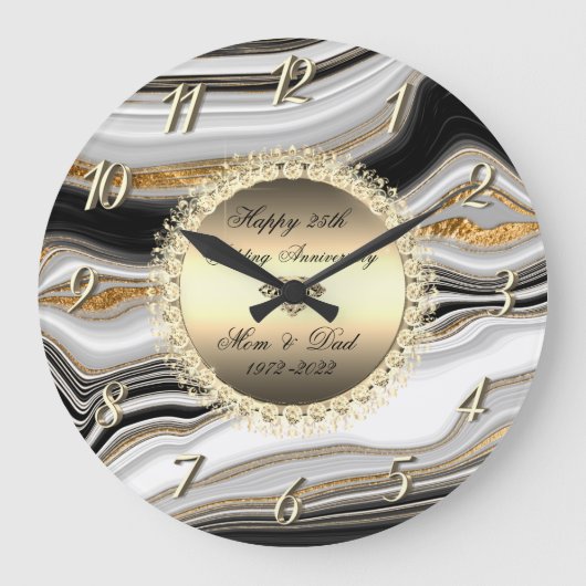 Diamonds Marble 50 Wedding Jubileum Grote Klok (Voorkant)