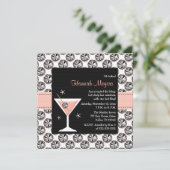 Diamonds Martini Bachelorette Party Kaart (Staand voorkant)