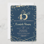 Diamonds Navy Blue Gold 40e verjaardag Kaart (Voorkant)