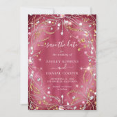 Diamonds of Love Pink Save The Date Kaart (Voorkant)