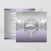 Diamonds Pearls Paarse Quinceanera Uitnodigingen (Voorkant / Achterkant)