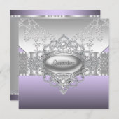 Diamonds Perles Quinceanera violet Invitations (Devant / Derrière)