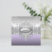 Diamonds Perles Quinceanera violet Invitations (Debout devant)