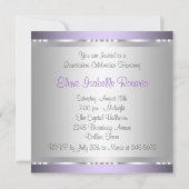 Diamonds Perles Quinceanera violet Invitations (Dos)