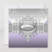 Diamonds Perles Quinceanera violet Invitations (Devant)