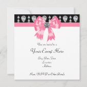 Diamonds Pink Black Party Invitation Sjabloon Kaart (Achterkant)