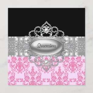 Diamonds Roze Black Quinceanera-uitvindingen Kaart