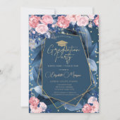 Diamonds Rozen Lijst Navy Blue Graduation Party Kaart (Voorkant)