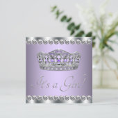 Diamonds Silver Lavendel Paarse Baby shower Kaart (Staand voorkant)