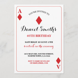 Diamonds speelkaart Birthday Ace Vegas Invite Kaart