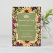 Diamonds Sunflowers Red Graduation Kaart (Staand voorkant)