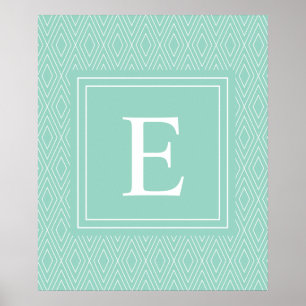 Diamonds White Blauwgroen Turquoise Poster