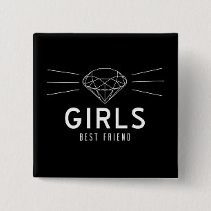 Diamonds zijn de beste vriendin van een meisje vierkante button 5,1 cm
