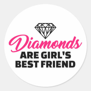 Diamonds zijn de beste vriendin van het meisje ronde sticker