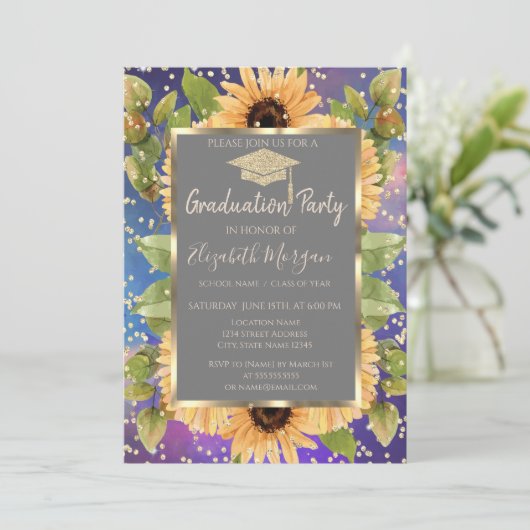 Diamonds - Zonnebloemen - Afstuderen van de schild Kaart (Staand voorkant)