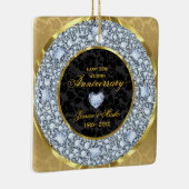 Diamonds, Zwart & Goud Damask 50e Jubileum Keramisch Ornament (Rechts)