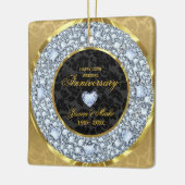 Diamonds, Zwart & Goud Damask 50e Jubileum Keramisch Ornament (Links)