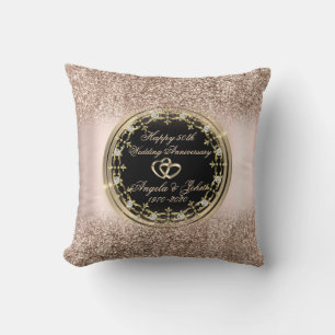 DiamondsHearts Roze Goud Glitter 50ste Verjaardag Kussen