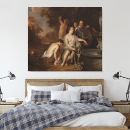 Diana and her Nymphs at a Fountain Canvas Afdruk