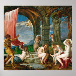 Diana en Actaeon - Andrea Schiavone - c1550 Poster