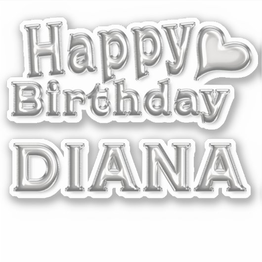 Diana Happy Birthday silver Aufkleber Sticker (Voorkant)
