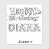 Diana Happy Birthday silver Aufkleber Sticker (Vel)