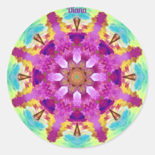 DIANA ~ KALEIDOSCOPE BRIGHT ABSTRACT ~ RONDE STICKER