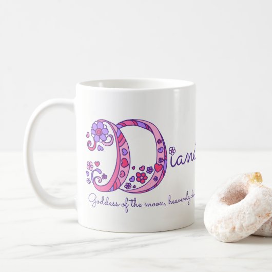 Diana-naam betekent gepersonaliseerde D-monogram-m Koffiemok (Met donut)