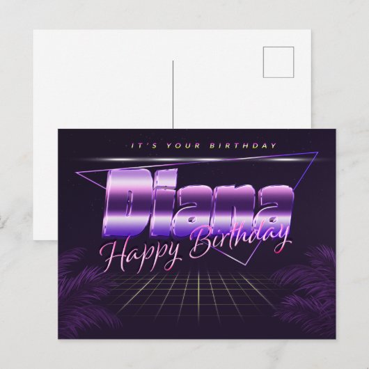 Diana Nom Prénom Anniversaire de la carte postale (Devant / Derrière)