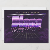 Diana Nom Prénom lila retro Carte Anniversaire (Devant)