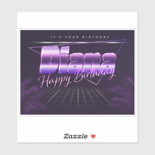 Diana Nom Prénom lila retro Sticker (Feuille)