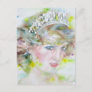 diana , prinses van wales - waterverf portret .3 briefkaart