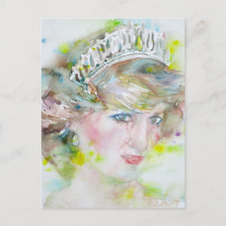 diana , prinses van wales - waterverf portret .3 briefkaart